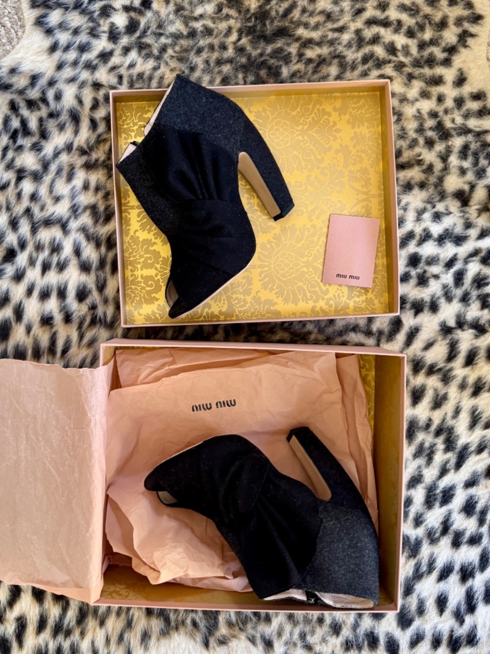 MIU MIU Wool ankle boots curved banana heels Vintage Archival C101 20 11 02855D - Picture 3 of 11